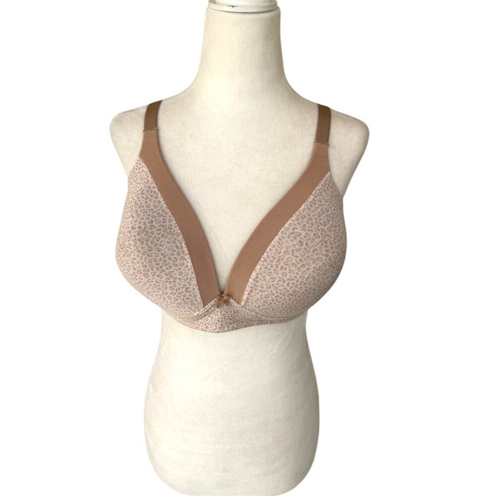 WARNER'S Invisible Bliss Bra Animal Leopard Print 40C Tan and Cream Wireless